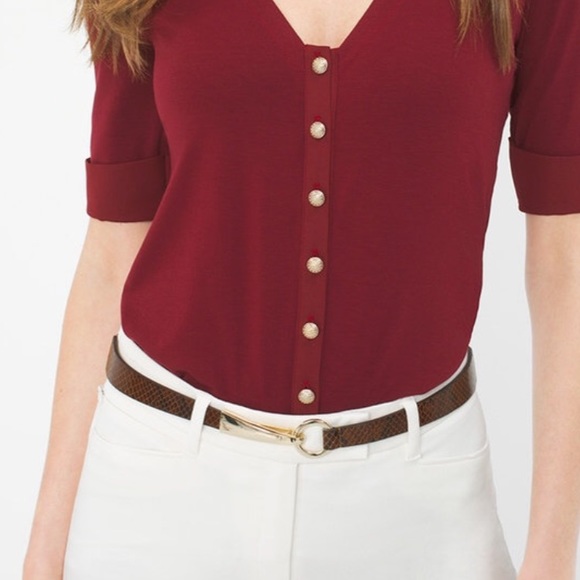 White House Black Market Accessories - WHBM LEATHER PYTHON-TEXTURE SKINNY BELT